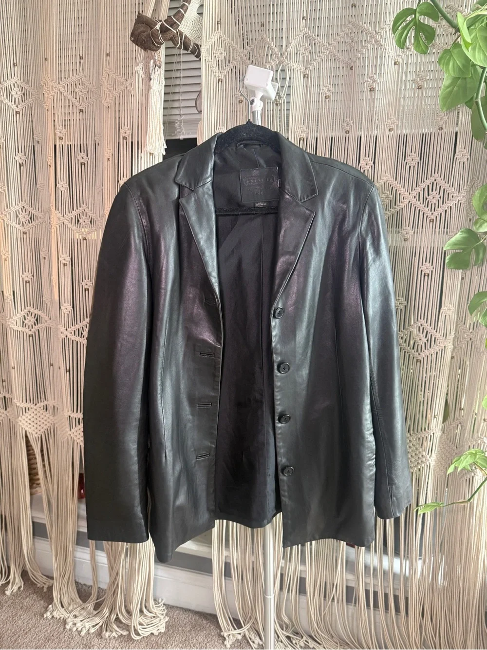 Coach Classic Black Leather Women's Blazer Jacket